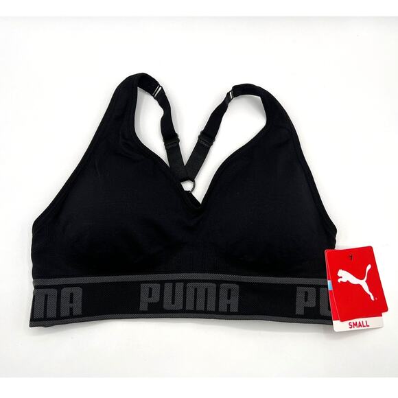 Puma Womens Size Small Seamless Sports Bra Removable Cups Yoga Pilates Black - Picture 1 of 11
